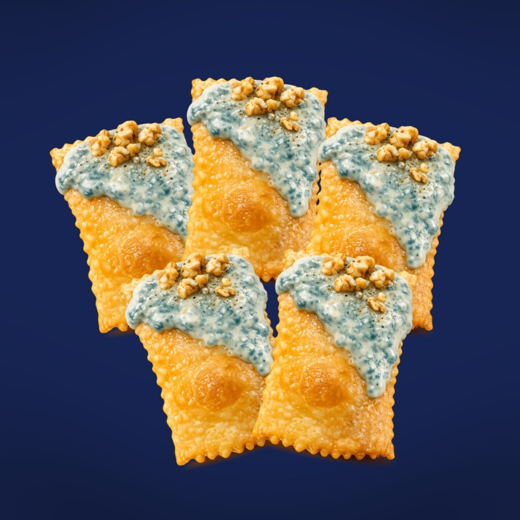 Ravioli fritti al Blu di Bufala e Noci